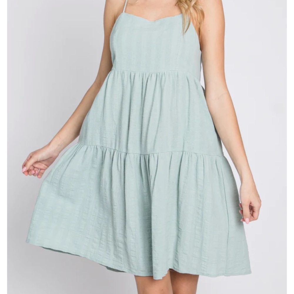PinkBlush Mint Tiered Mini Dress
